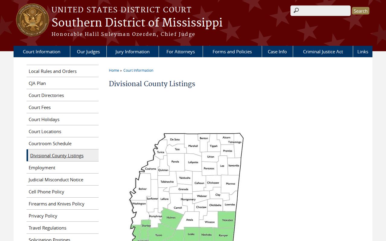 Lauderdale County court calendar federal divisional county listing source