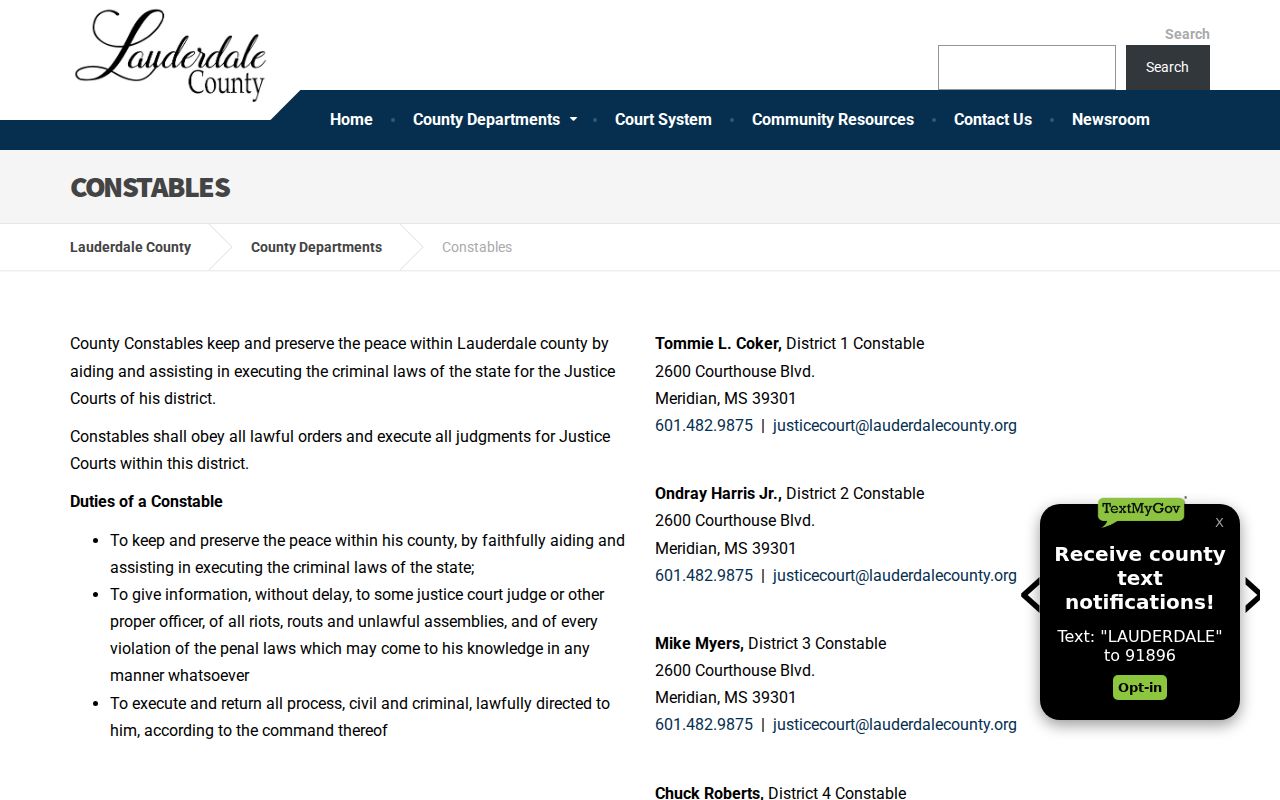 Lauderdale County court records Justice Court contact page