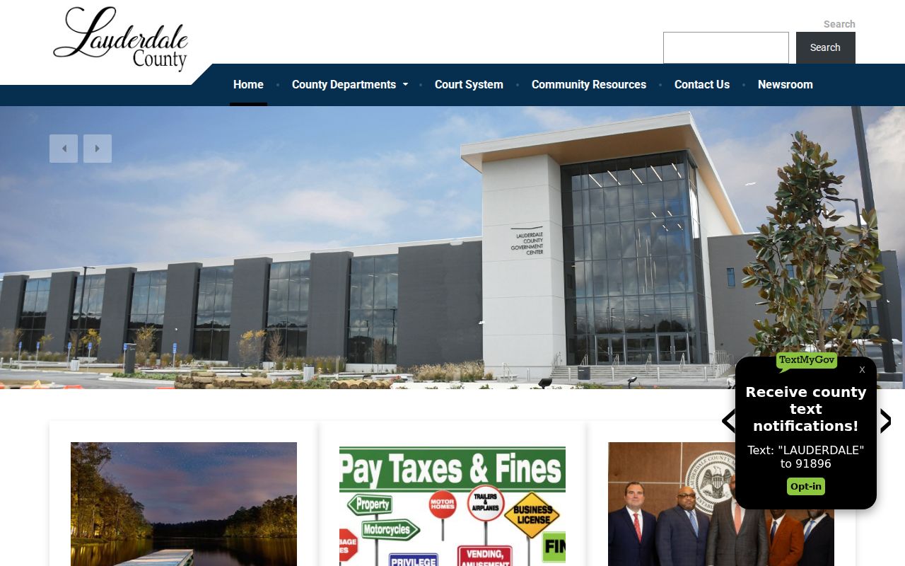 Lauderdale County court docket access through the county homepage